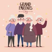 grootouders dag belettering met oude personen vector
