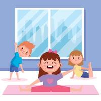 drie kleine kinderyoga's vector