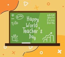 wereld lerarendag in greenboard vector