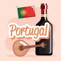 portugal belettering met wijn vector