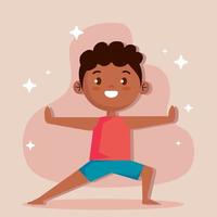 kleine afro jongen yoga vector