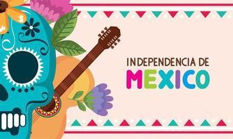 independencia de mexico belettering met schedel vector