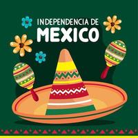 independencia de mexico met mariachi-hoed vector