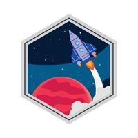 raket en planeet ruimte sticker vector