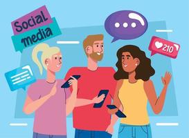 social media belettering met jongeren vector