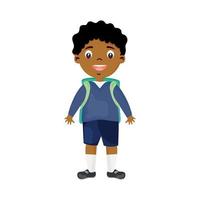 afro jongen met schooltas vector