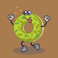 tranende ogen donuts met uitgestoken tonguitdrukking sticker. cartoon sticker in komische stijl met contour. decoratie voor wenskaarten, posters, patches, prints voor kleding, emblemen. vector