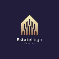 gebouw logo-ontwerp met negatieve ruimtestijl onroerend goed, architectuur, constructie vector