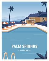 zomer in Palm Springs Californië reizen poster vectorillustratie met minimalistische stijl. vector