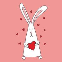 konijn symbool van 2023. konijn met harten. kalender sjabloon. vector