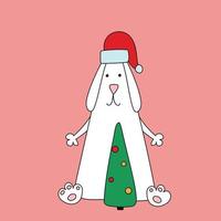 konijn symbool van 2023. konijn met kerstboom. kalender sjabloon. vector
