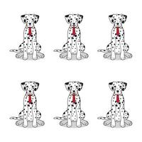 set dalmatische honden met rode stropdas vector