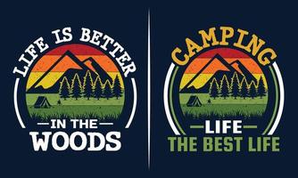 berg, camping t-shirt ontwerp bundel vector