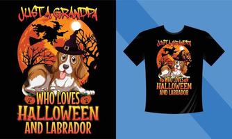 gewoon een opa die van halloween en labrador houdt - beste halloween t-shirt ontwerpsjabloon. labrador, pompoen, nacht, maan, heks, masker. nacht achtergrond t-shirt om af te drukken. vector