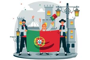 het vieren van de dag van Portugal vlakke afbeelding vector