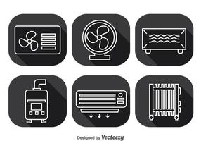 Hvac-systeem lange schaduw iconen vector