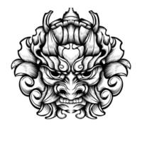vectorillustratie van tribal hand getekend japans oni mask vector