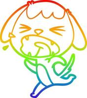 regenbooggradiënt lijntekening schattige cartoon hond blaffen vector