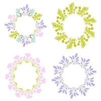 bloemen hand getekend ronde frame sjabloon. kleurrijke botanische sierlijke met doodle wilde bloemen geïsoleerd op een witte achtergrond. mooie krans voor ontwerpelementen van de huwelijksuitnodiging. vector