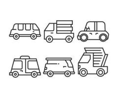 auto en vervoer iconen set vector