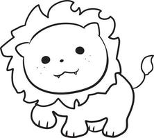 leeuw doodle cartoon kawaii anime schattig kleurplaat vector