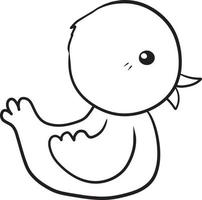 doodle cartoon kip kawaii anime ute kleurplaat vector