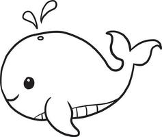 walvis dier cartoon doodle kawaii anime kleurplaat schattig illustratie clip art karakter vector