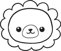 leeuw doodle cartoon kawaii anime schattig kleurplaat vector