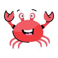 een boeiende doodle sticker van krab vector