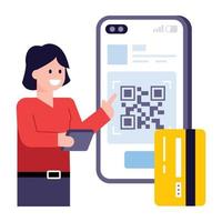 een platte moderne illustratie van mobiel betalen vector