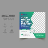 gezondheidszorg social media post template.promotion vierkante webbanner voor ziekenhuis en kliniek vector