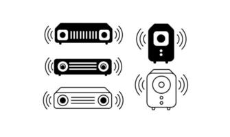 set audio luidspreker muziekdoos pictogram ontwerp witte achtergrond vector