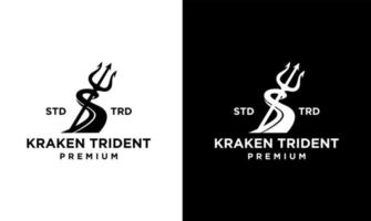 drietand kraken vintage logo-ontwerp vector