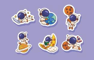 cartoon astronaut sticker collectie vector