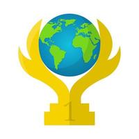 vector winnaar trofee beker pictogram. platte wereld trofee symbool geïsoleerd op een witte achtergrond. vectorillustratie voor uw ontwerp, web.