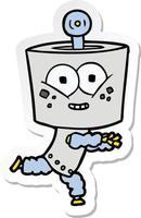 sticker van een happy cartoon robot vector