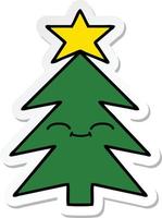 sticker van een schattige cartoon-kerstboom vector