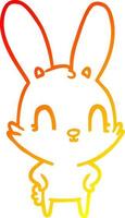 warme gradiënt lijntekening schattige cartoon konijn vector