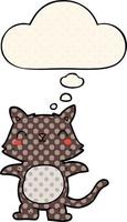 cartoon kat en gedachte bel in stripboekstijl vector