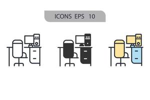 thuiskantoor pictogrammen symbool vectorelementen voor infographic web vector