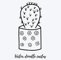 vector doodle cactus illustratie. zwarte lijn kunst kamerplant in een pot. geweldig voor verschillende soorten ontwerpen en achtergronden