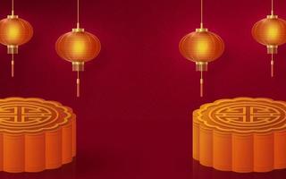 Chinees medio herfstfestival op gekleurde achtergrond vector