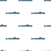 naadloos patroon met gedetailleerde onderzeeër. zijaanzicht. oorlogsschip in vlakke stijl. militair schip. slagschip model. vectorillustratie voor ontwerp, web, inpakpapier, stof, behang. vector