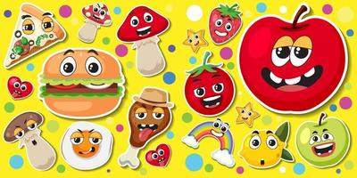 schattig fruit sticker naadloos patroon vector