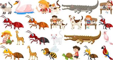 set van verschillende wilde dieren in cartoonstijl vector