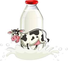 een koe met melkfles vector