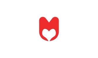 letter m hart logo ontwerp gratis vector sjabloon.