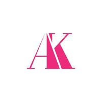 brief ak logo ontwerp. ak logo roze kleur vector gratis vector sjabloon.