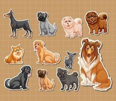 stickerset van verschillende honden cartoon vector