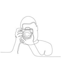 ononderbroken lijn mannelijke fotograaf foto vectorillustratie vector